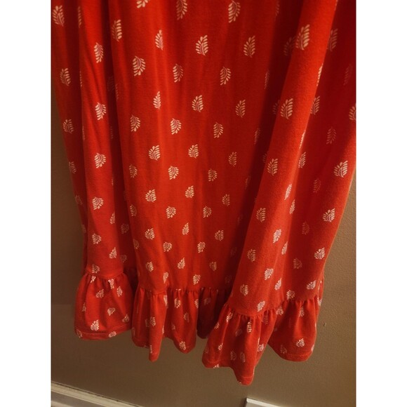 Boden Sophia Jersey Sundress Red Pattern Leafy Ruffled Hem Size 14 Regular - Picture 4 of 5